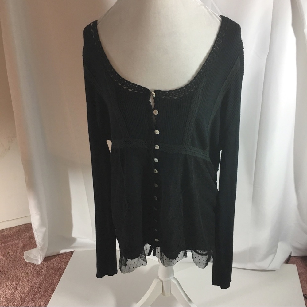 Emanuel Ungaro Black Knit & Lace Top